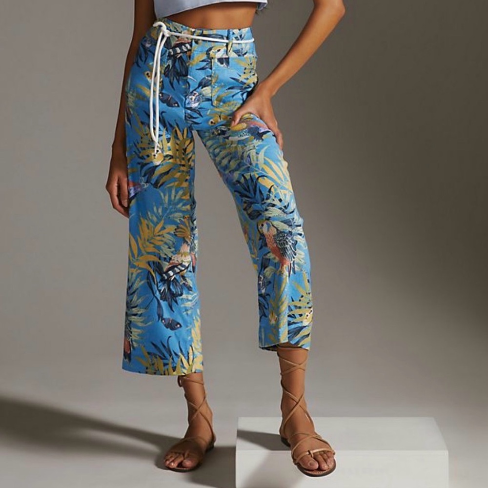 Anthropologie Maeve Colette Pant - Tropical - Sz 8 - Like New